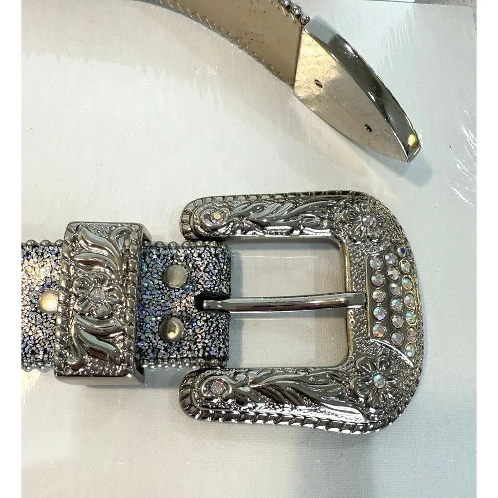 BB Simon Swarovski Crystal Rhinestone Belt Sz 30 Iridescent Heavily Embellished